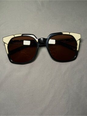 Pared Black Sunglasses with Cream Accent Cat-Eye Frame